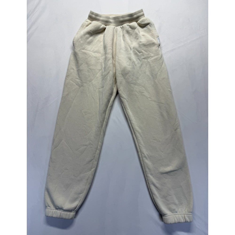 Dailyszn Sweatpants Womens XS Cream Fleece Lined Cotton Tapered Leg Warm Jogger